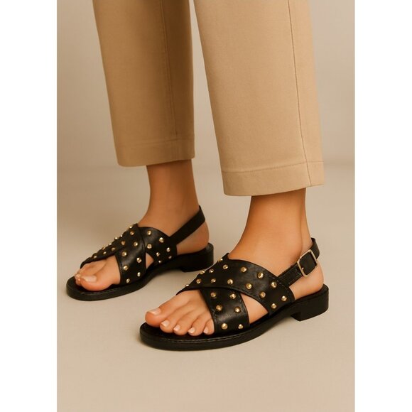 Maje Leather Studded Accent sandal Size EU 38/US 7.5 - Picture 1 of 11